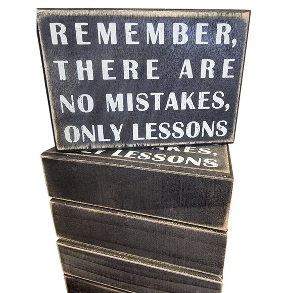 Primitive By Kathy Wooden Box Sign - "Remember There Are No Mistakes Only Lesson - Picture 1 of 4